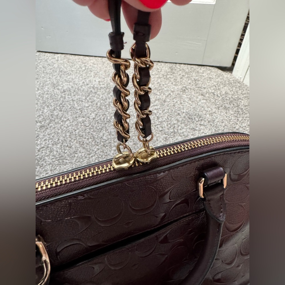 EUC Coach Sierra Satchel Oxblood Signature Debossed Patent Leather Burgundy - Picture 7 of 13